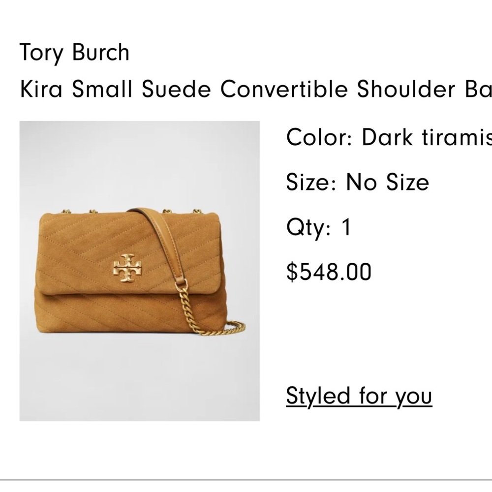 Tory Burch Kira Small Suede Quilted Shoulder Bag - Picture 2 of 6